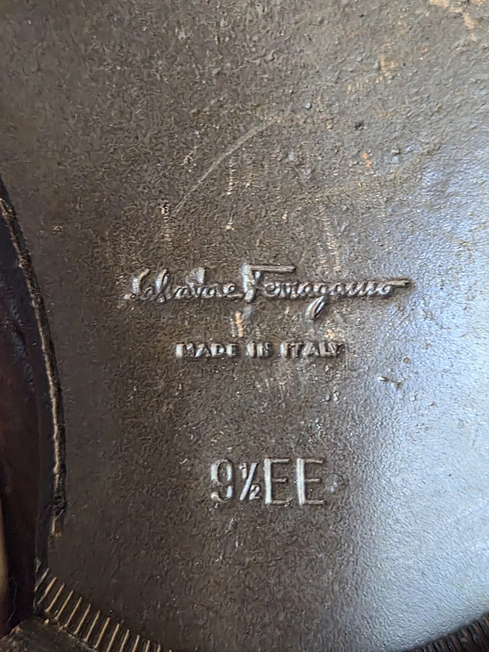 Ferragamo Brown Pebbled Calfskin Bit Loafers Silver Buckle